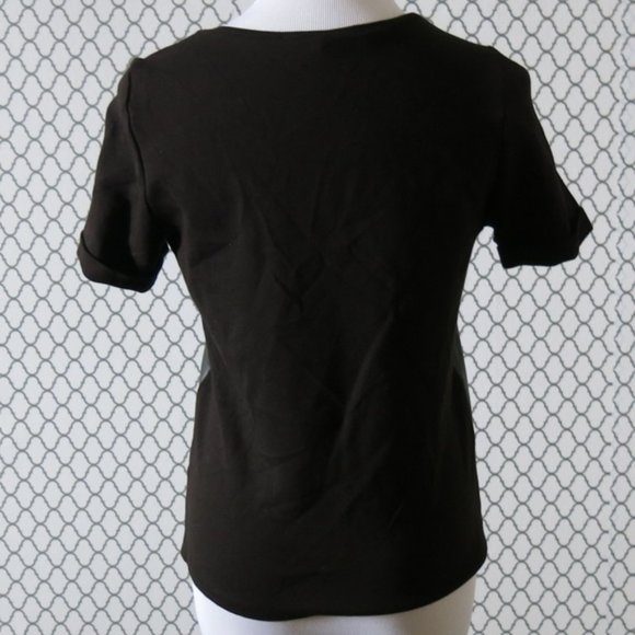 Zara Basic Black Faux Leather Front Top Blouse S - Picture 3 of 4
